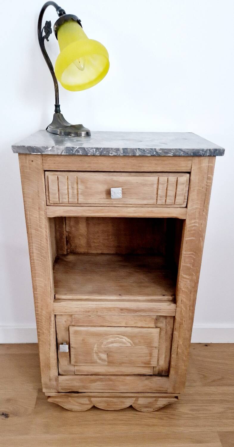 Art deco style oak bedside table from the 1920s