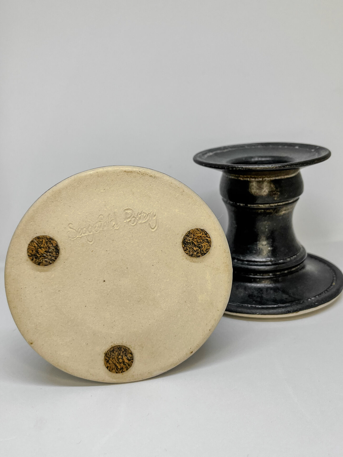 Pair of candlesticks Sedgefield Pottery Studio English pottery