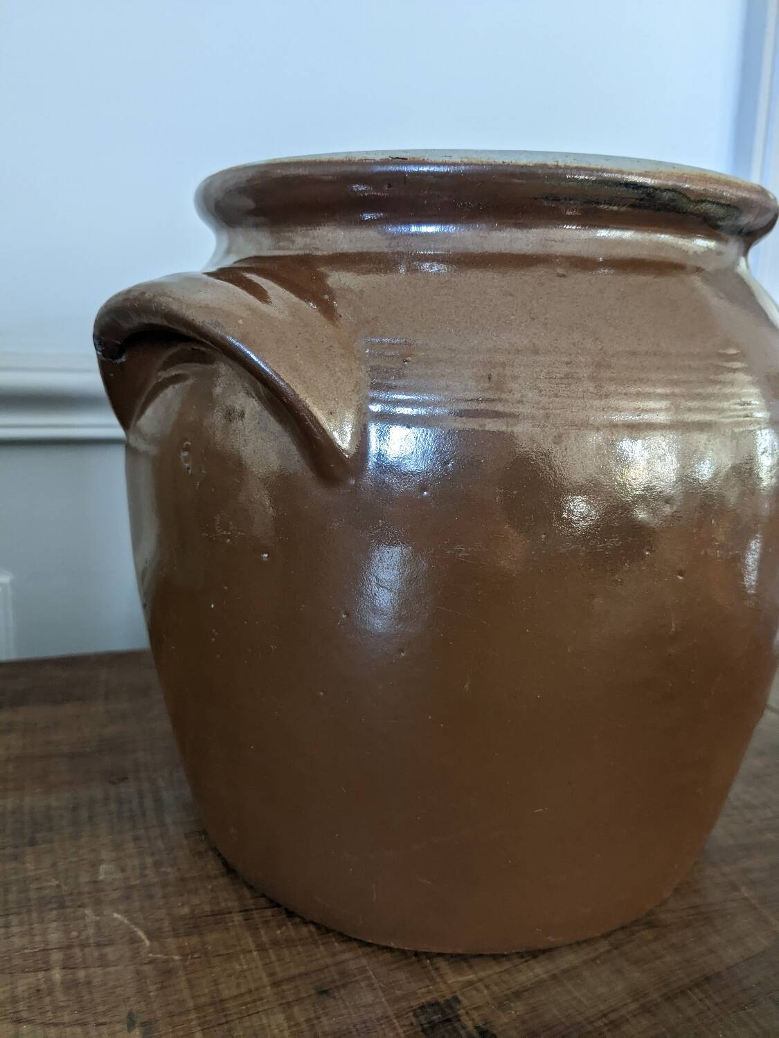 Glazed stoneware confit pot
