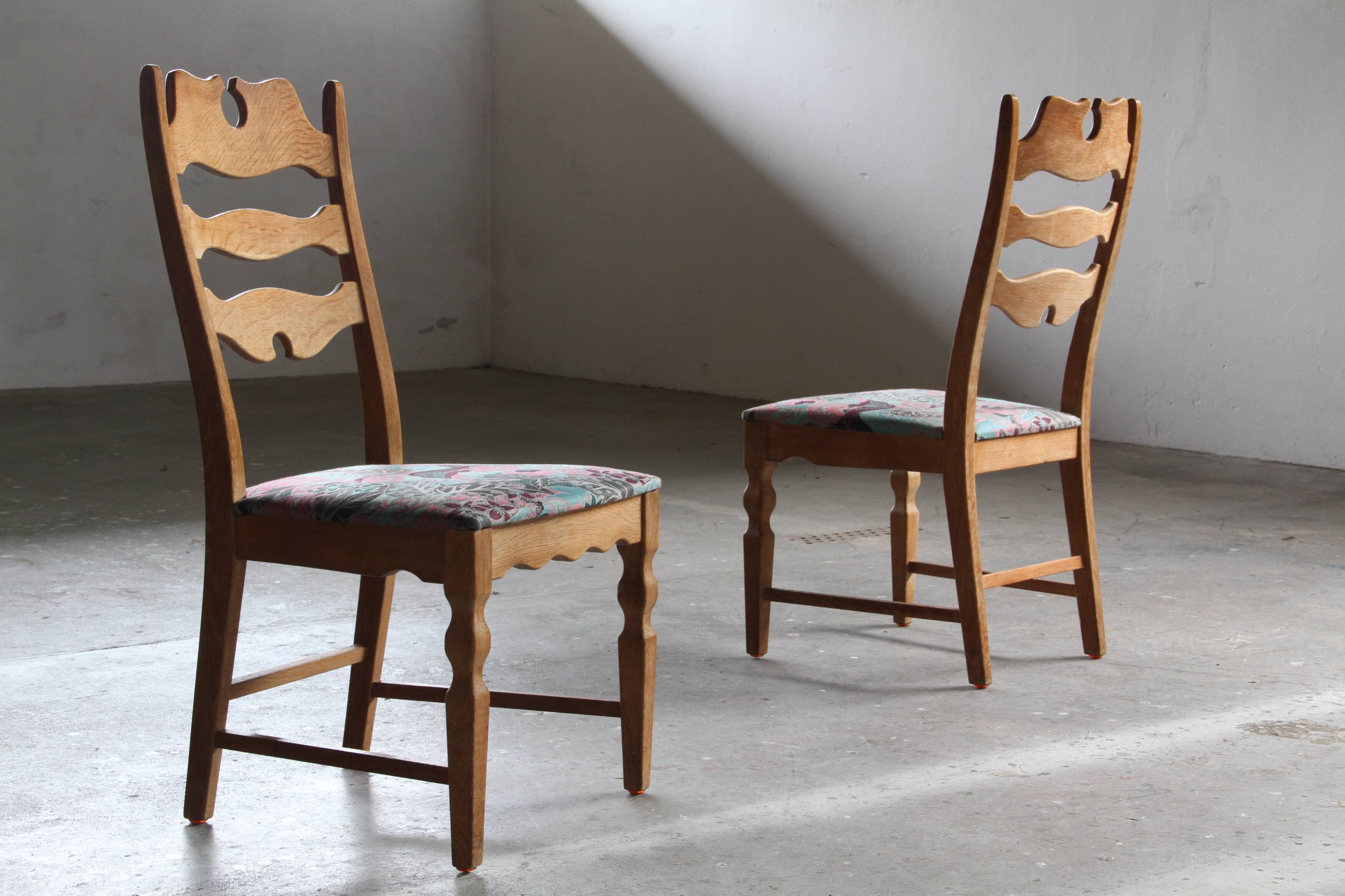 Chaises en chêne à dossier haut Razorblade vintage par Kjærnulf, années 1960, design danois
