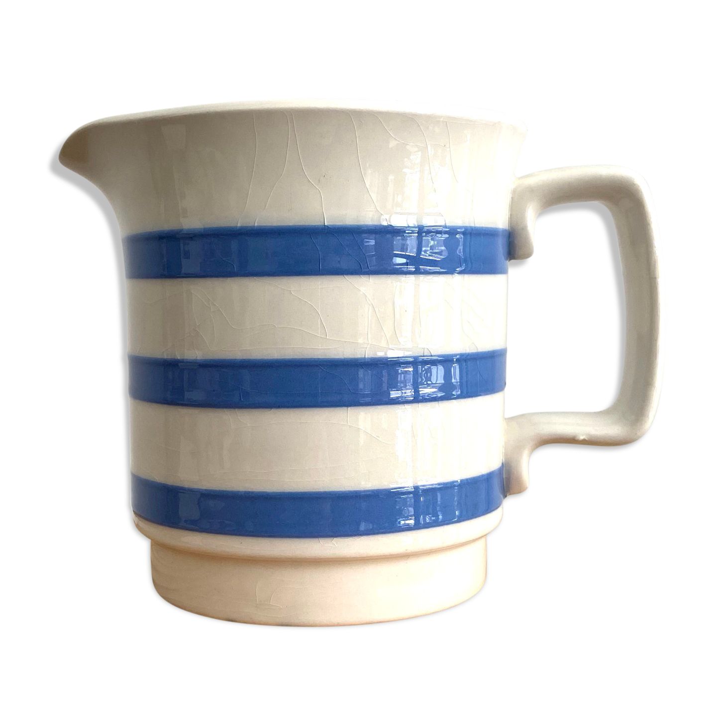 Striped earthenware pitcher
