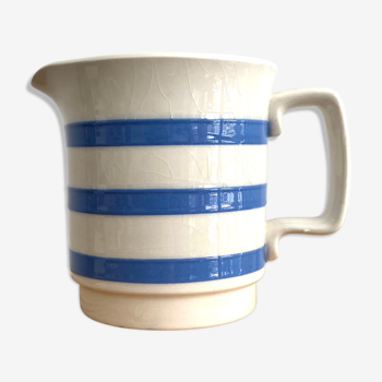 Striped earthenware pitcher