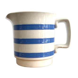 Striped earthenware pitcher