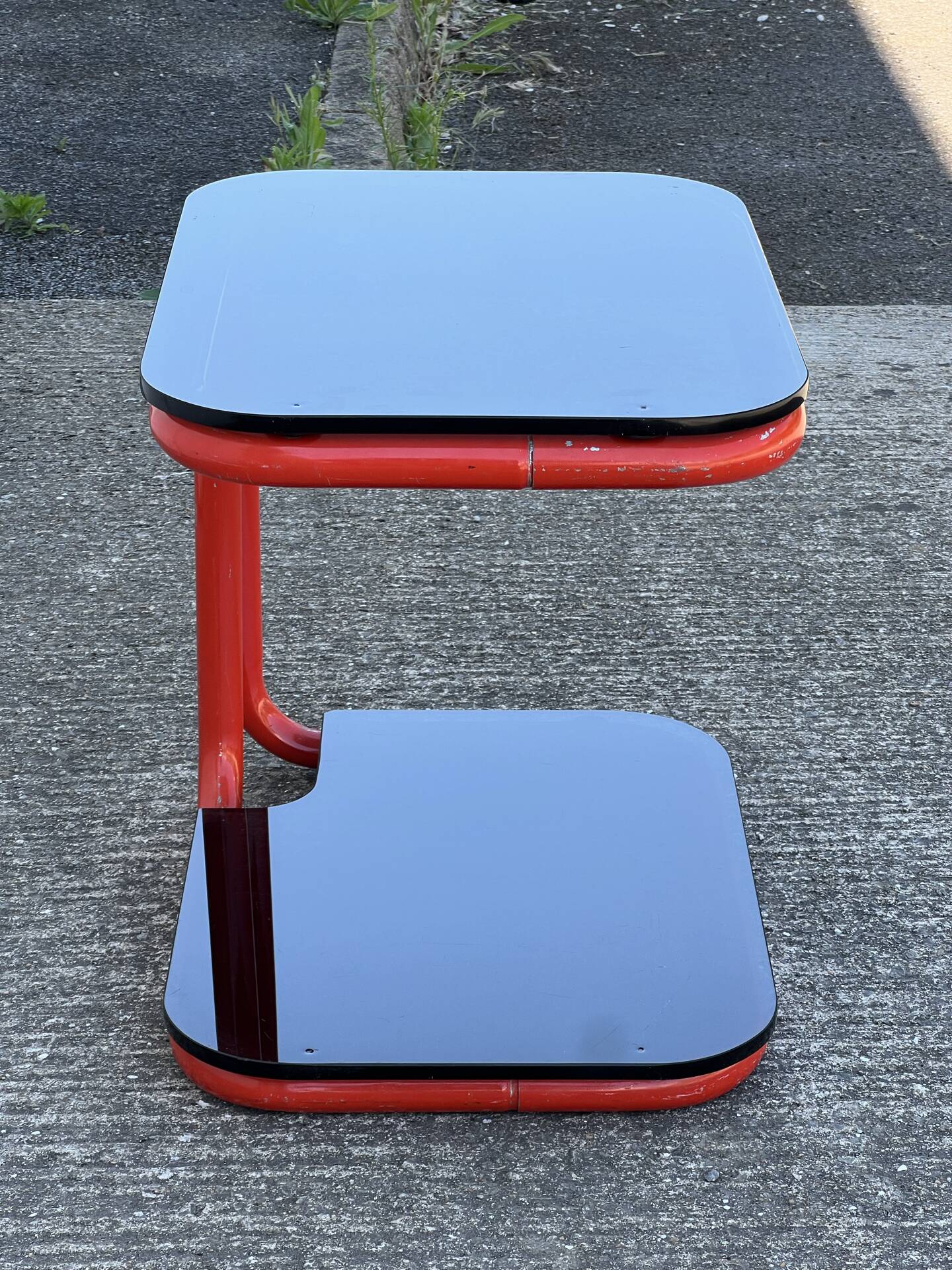 tubular and glass side table from the 1980s