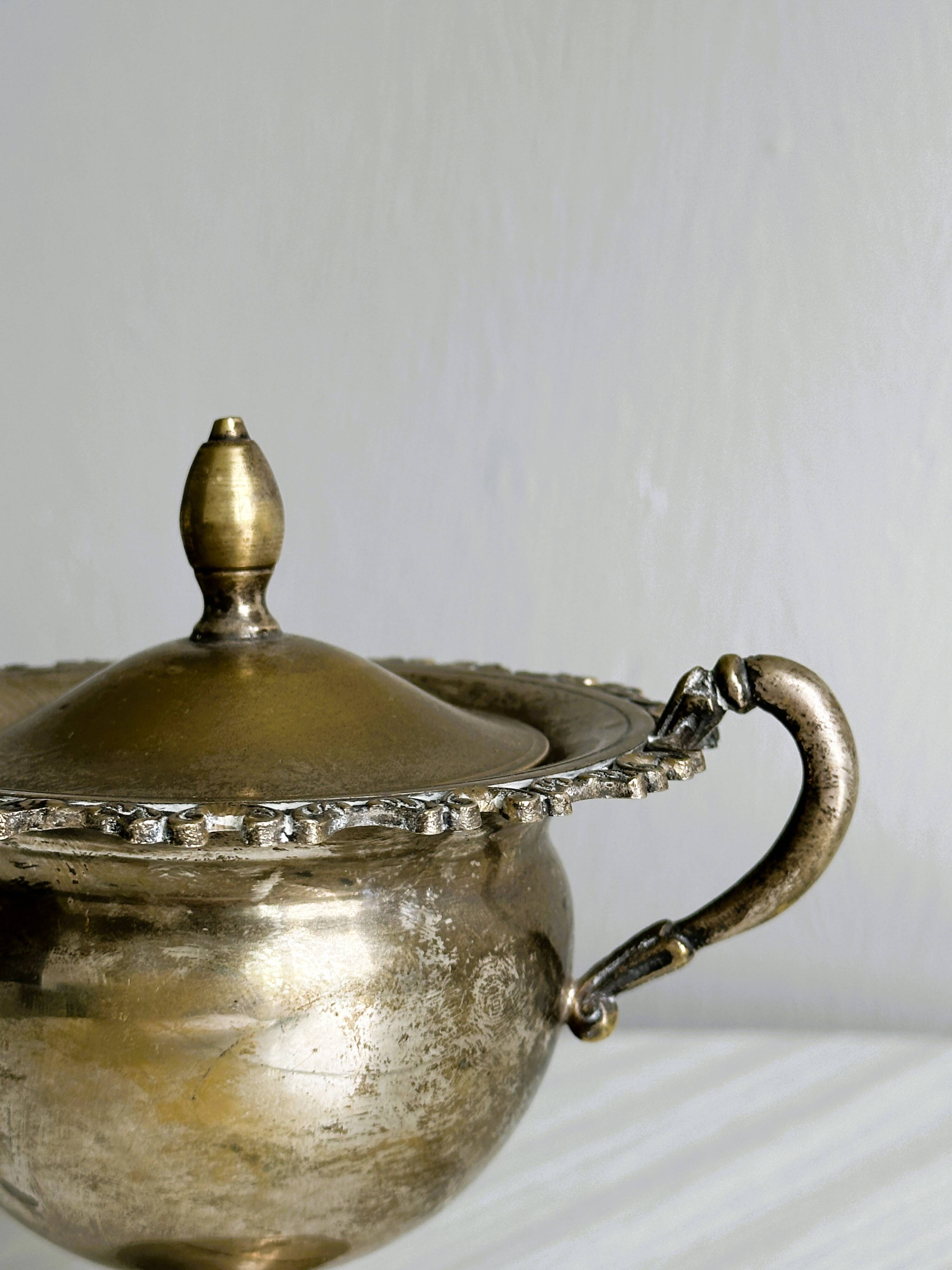 Antique silver-plated sugar bowl