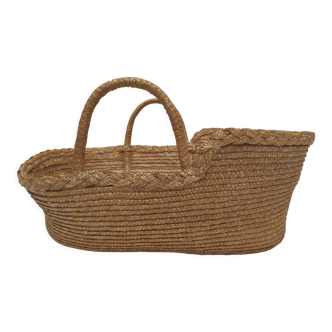 Old Coufin for straw-colored wicker dolls, brand Bébé France