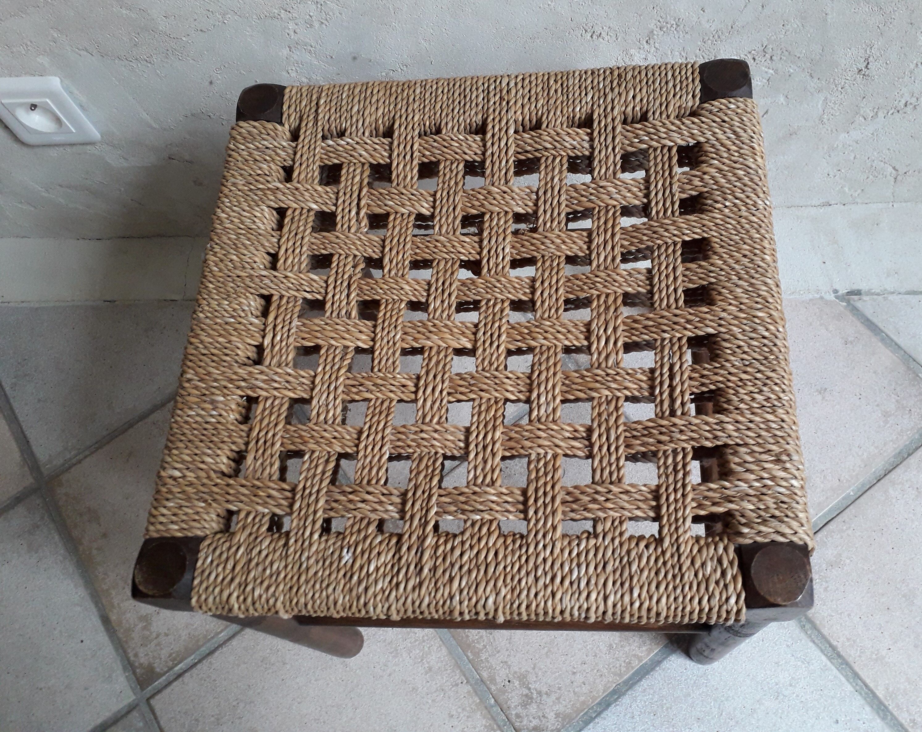 Wooden stool and rope