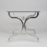 Dining table in chrome and smoked glass - Gastone Rinaldi 1970