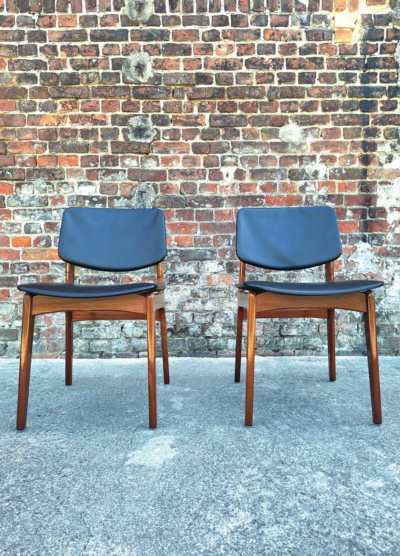 Pair of vintage Scandinavian chairs, antique seating furniture.