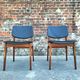 Pair of vintage Scandinavian chairs, antique seating furniture.