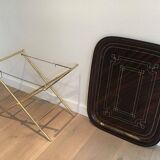 Beautiful table with a brass top and painted sheet metal