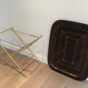 Beautiful table with a brass top and painted sheet metal