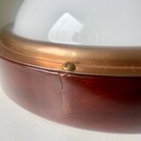 Vintage  wall or ceiling light in Mahogany & copper with  glass from a yacht