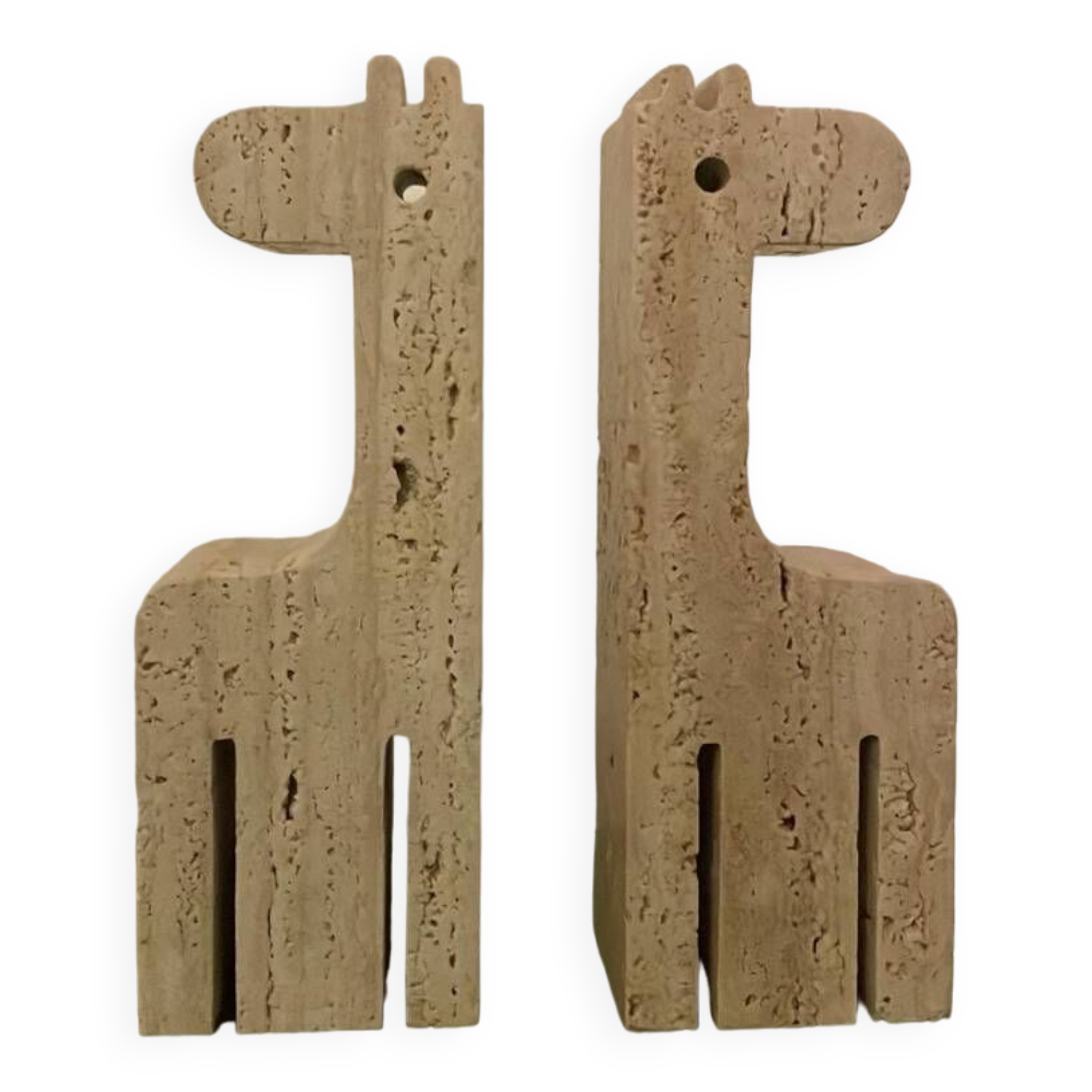 Travertine giraffe bookends, Fratelli Mannelli, Italy, 1970s