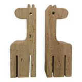 Travertine giraffe bookends, Fratelli Mannelli, Italy, 1970s