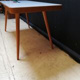 Wooden coffee table, children's desk glass top, interier praha, 1960, Czechoslovakia
