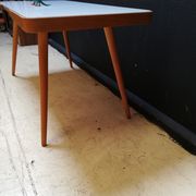Wooden coffee table, children's desk glass top, interier praha, 1960, Czechoslovakia