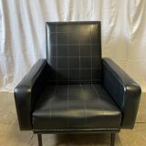 Black skai armchair from the 50s and 60s