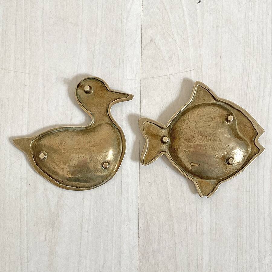 Ensemble de 2 cendriers en laiton vintage 70's