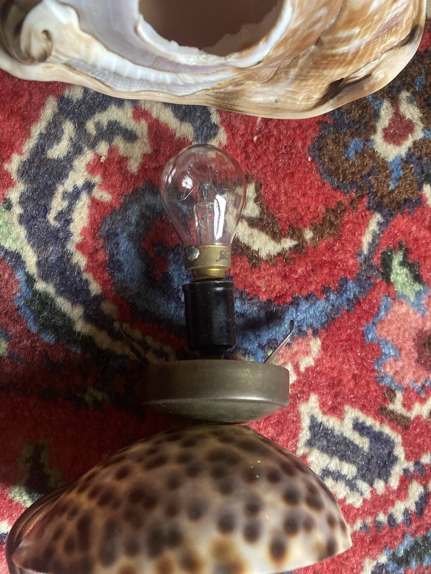 Shell lamp 1970 vintage mother-of-pearl to pose or bedside