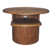 Table basse ovale en teck massif avec plateau pivotant par Silkeborg, Danemark, années 1960.