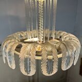 Lustre fontaine vénitien en verre de Murano incolore vert 1940