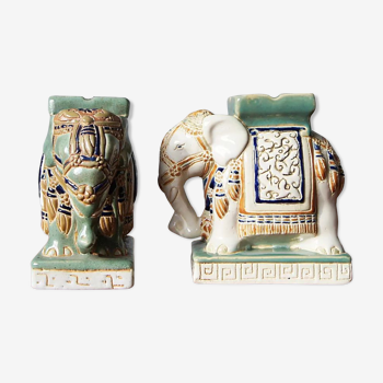 Sculptures d’éléphants en céramique, années 1970, ensemble de 2