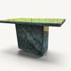 Table basse monolithique vintage en pierre granitée verte