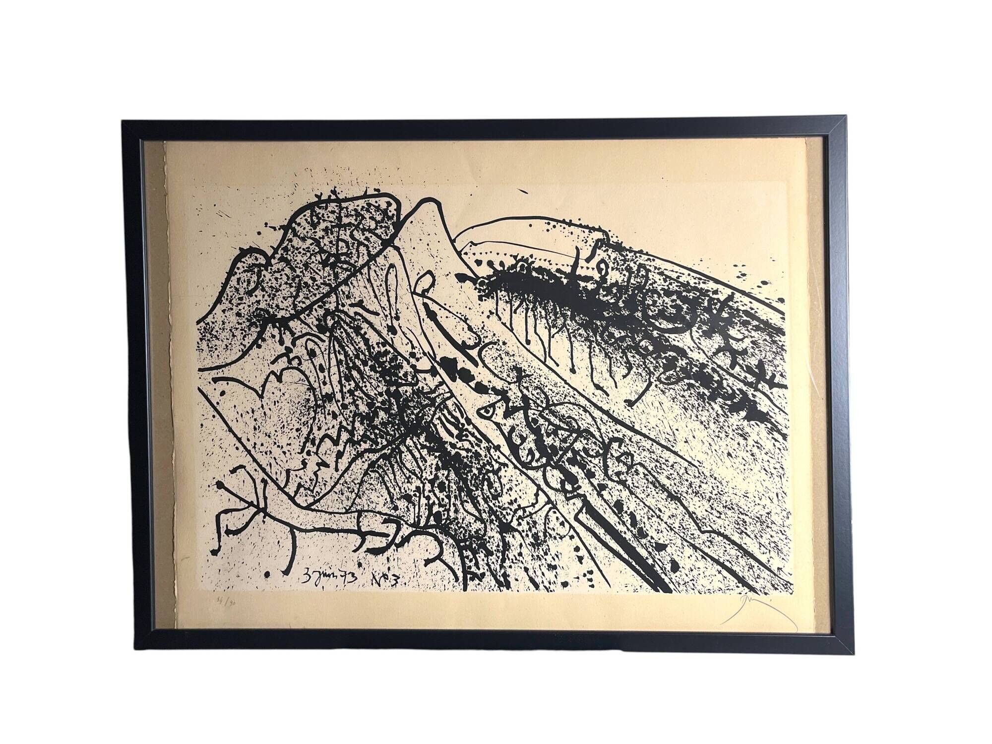 Mario Prassinos, Lithograph Alpilles series 3 dated 1973