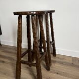 Duo de tabourets hauts ciselés brutalistes