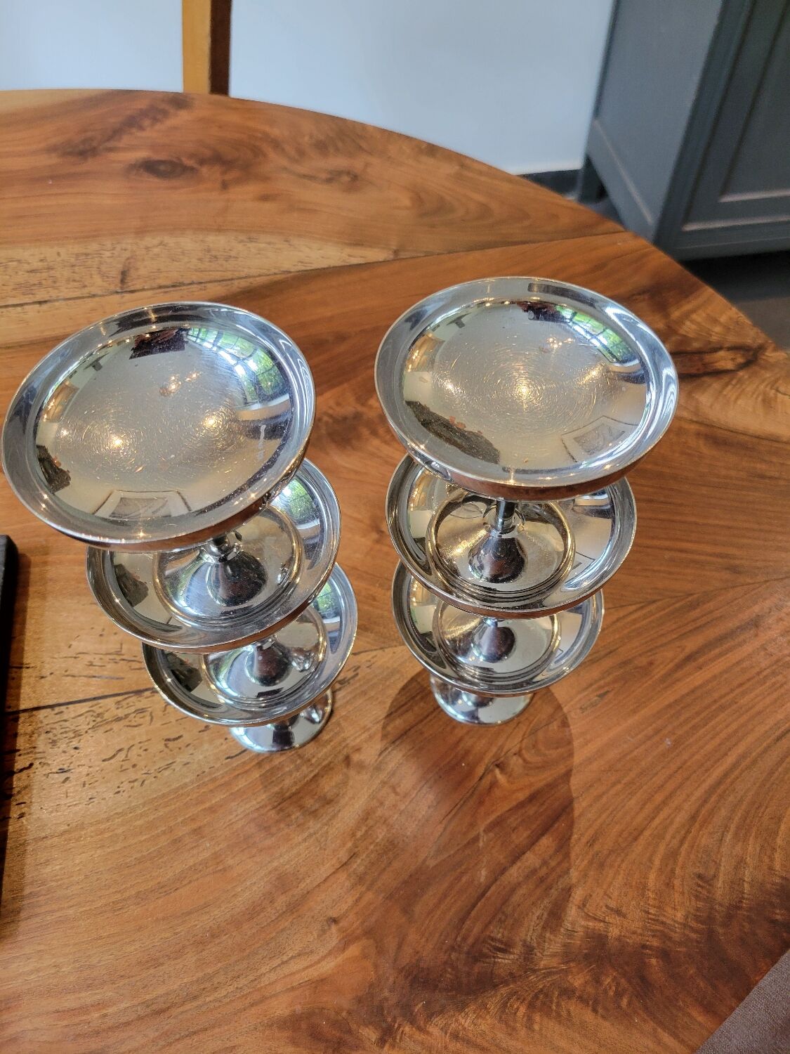 6 stainless steel ice cream cups 1970