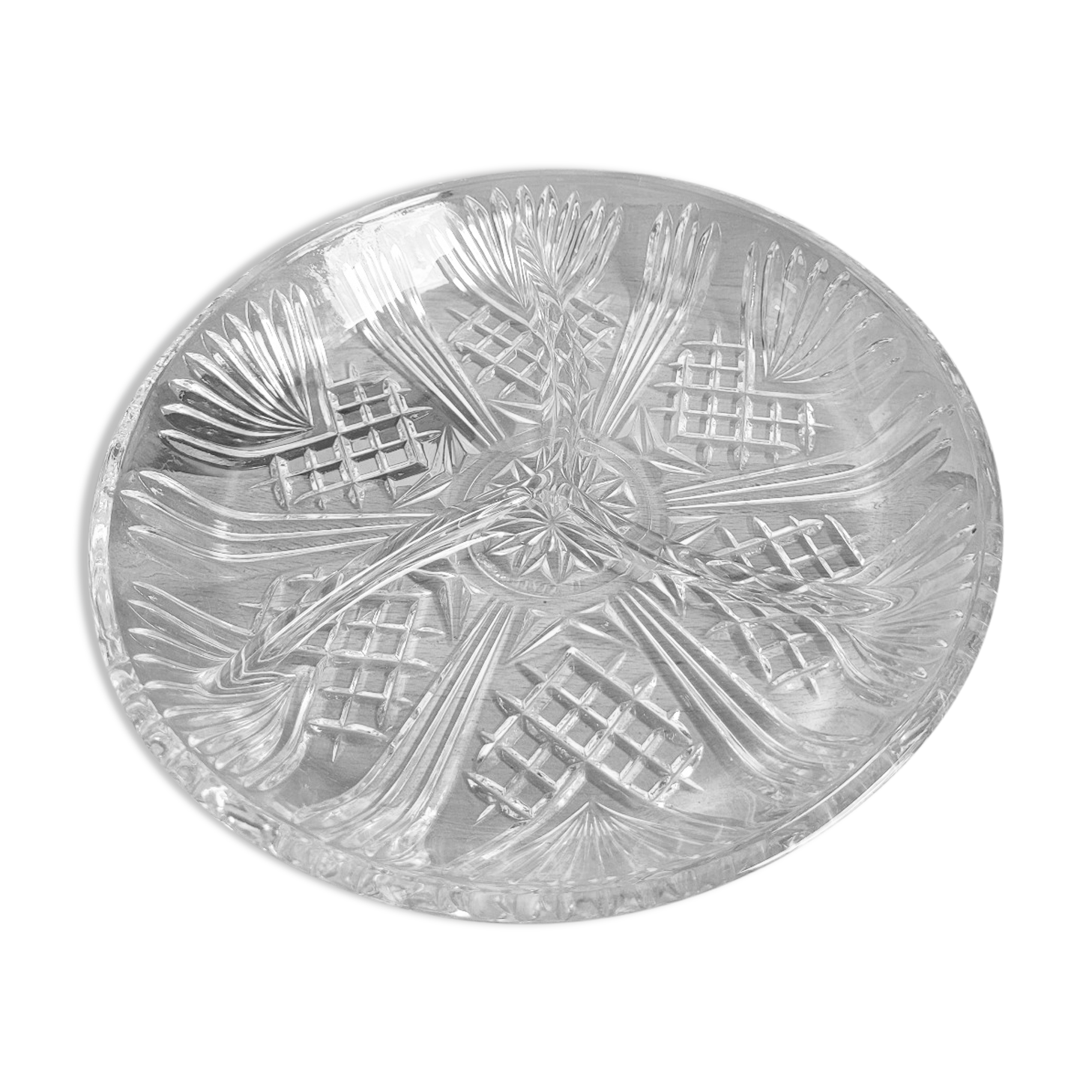 Chiseled glass serving dish