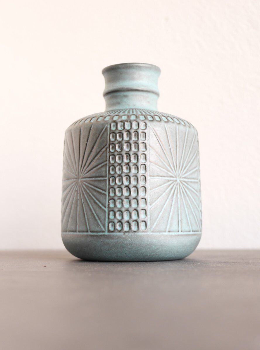 Mid-century Scandinavian modern art design pottery vase by Mari Simmulson for Upsala Ekeby, Sweden, 1970s