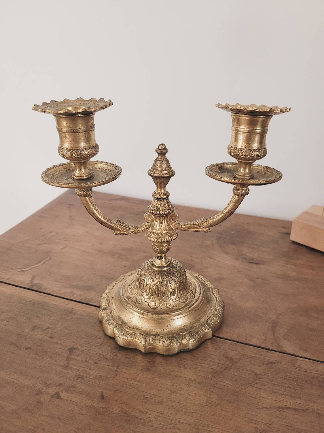 2-light brass chandelier