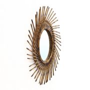 Miroir rond en rotin, années 1960