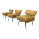 Mid-Century Modern 'Elettra' Set of 3 Armchairs by Stdio BBPR for Arflex, Leather and Iron, 1950s