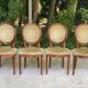 4 chaises Louis XVI médaillon bois massif et velours doré