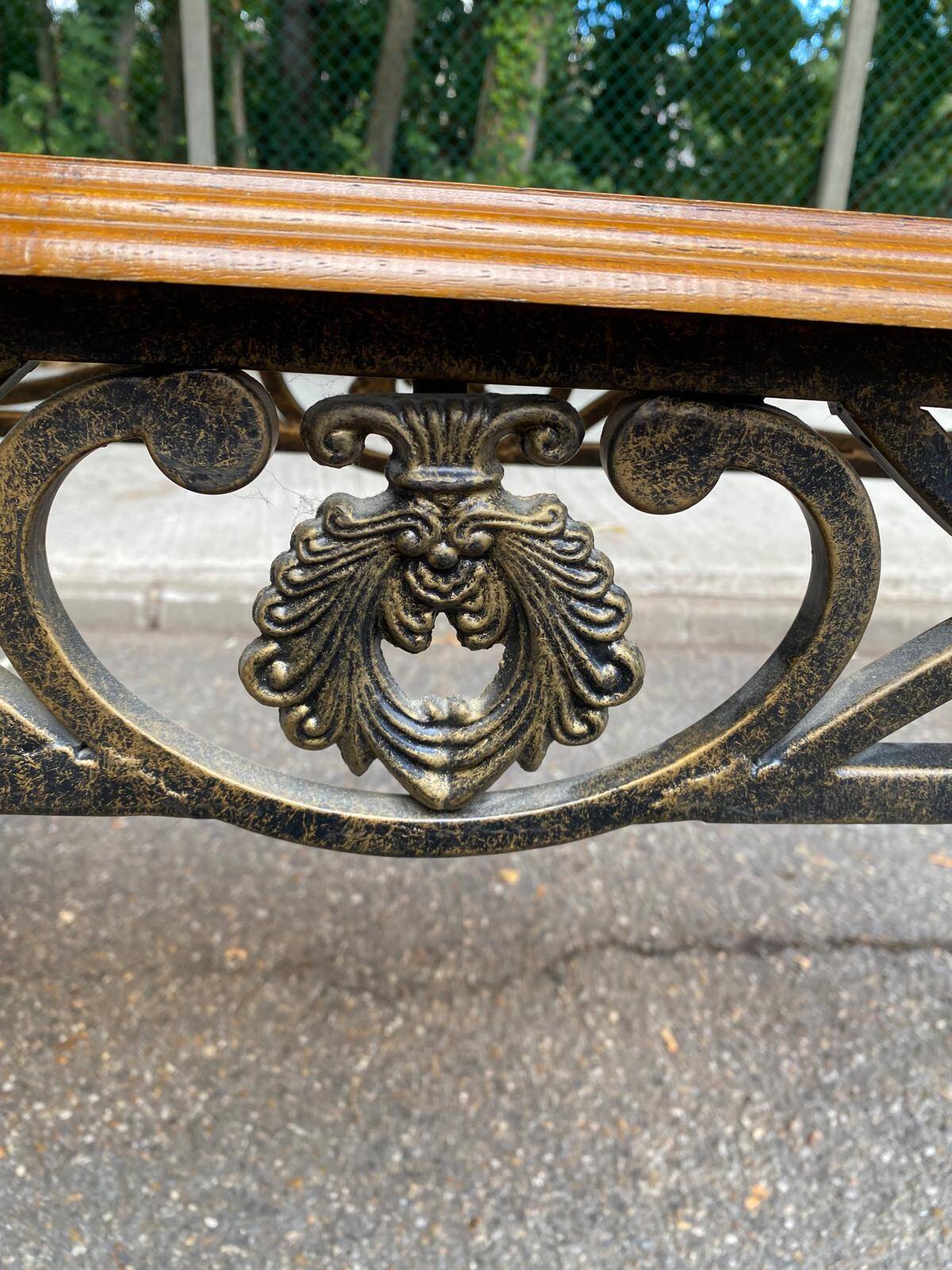 Neo-classical entrance console in wrought iron and solid oak H70 cm 1970