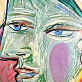 Pablo Picasso 1980 Large Vintage Offset Lithograph From A Painting