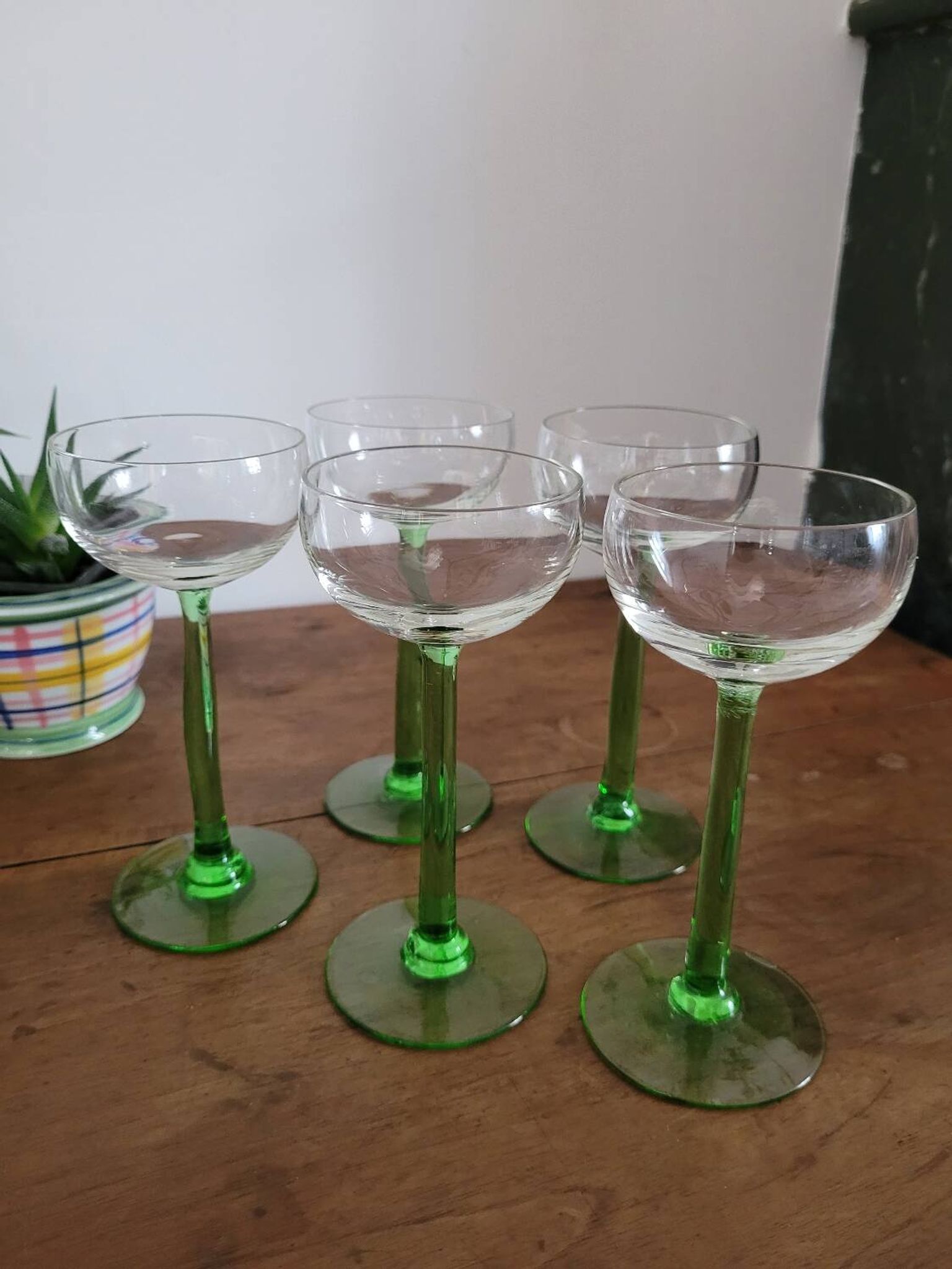 Lot de 5 verres à pied vin blanc d'Alsace