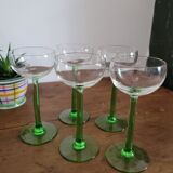 Set of 5 stemmed white wine glasses from Alsace