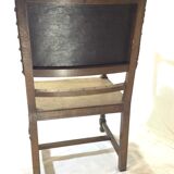 Armchair Henri II wood and leather
