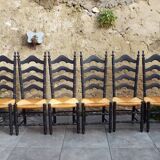 6 straw chairs with high backs