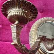 Pair of Louis XVI style solid gilded bronze wall sconces.