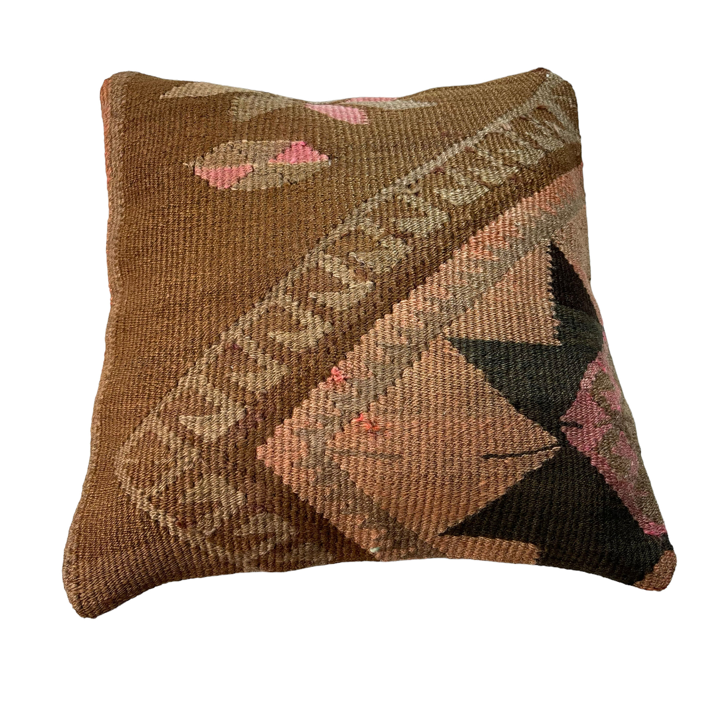 Vintage turkish kilim cushion cover, 40 x 40 cm