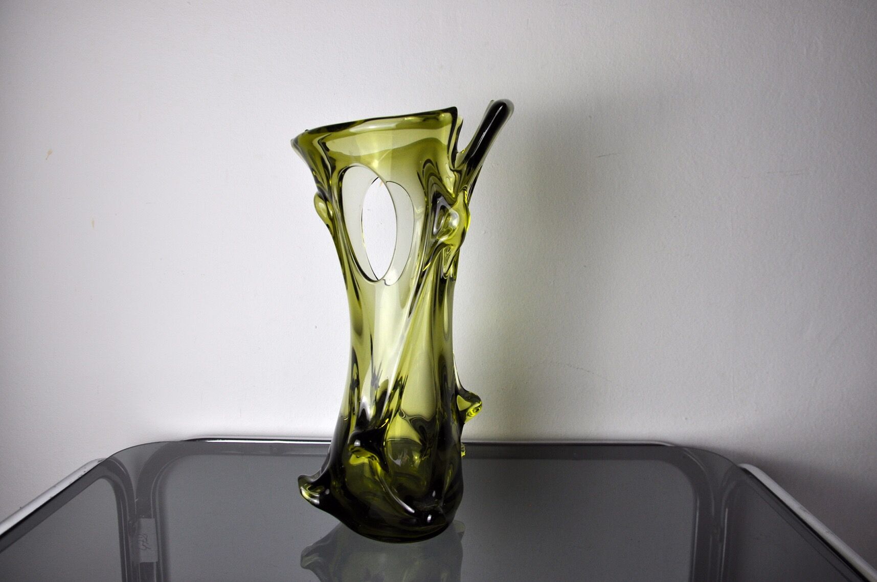 Vase seguso vert en verre de murano, italie, 1960