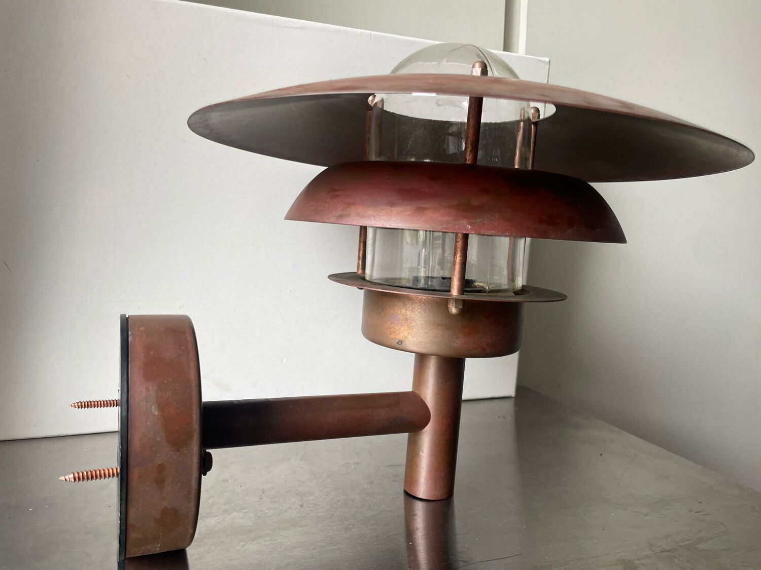 Classic danish mcm outdoor wall lamp in copper