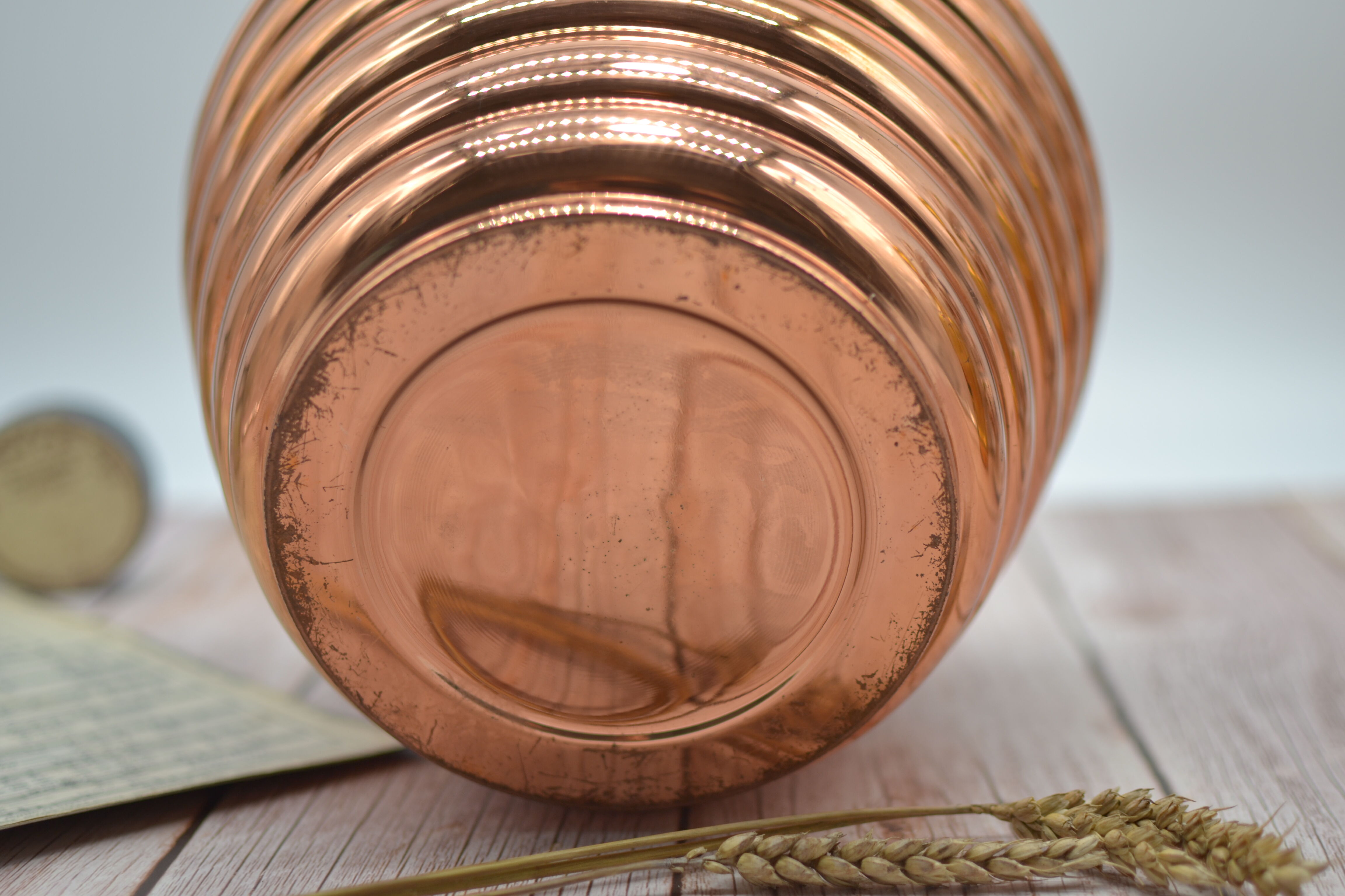 Old copper pot cover