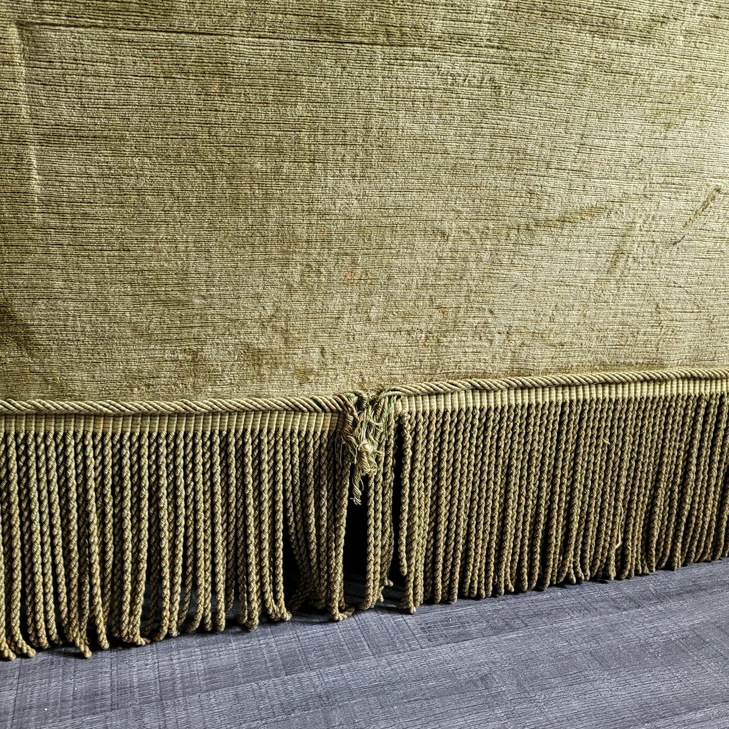 Old olive green toad bench