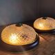 Lot de deux plafonniers en verre et laiton vintage